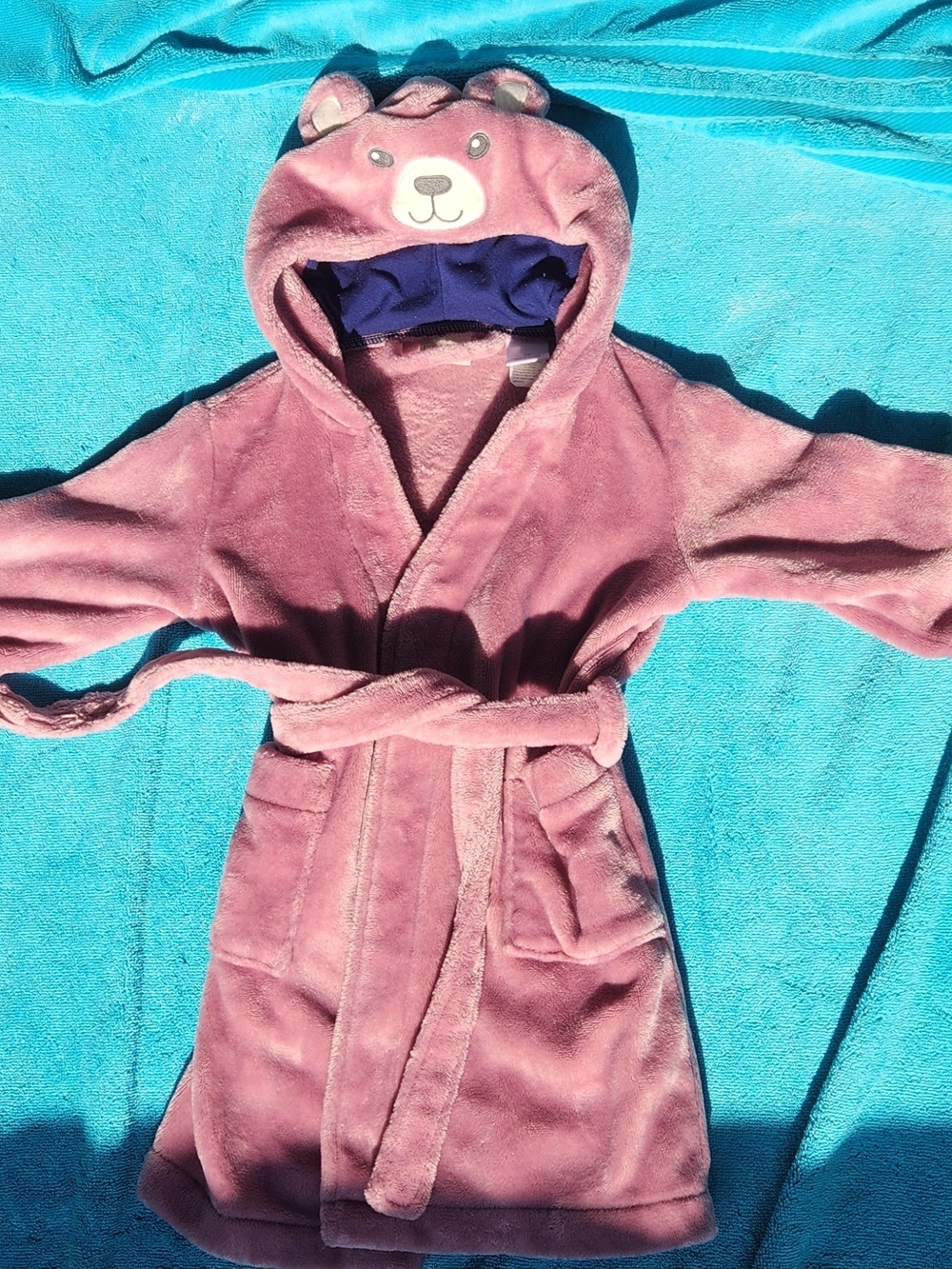 L.L. Bean Girls Plush Bear Hooded Robe in Pink 2T